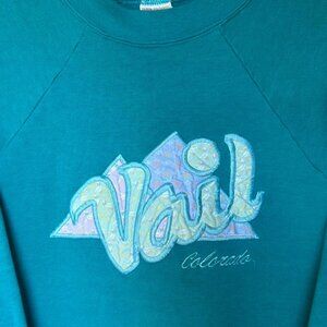 Vintage 90s teal and purple Vail, Colorado crewneck sweatshirt
